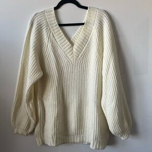 TALL Cream Double V-neck Sweater